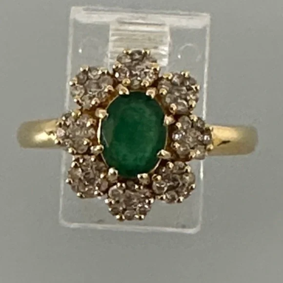 EFFY 14k Diamonds real emerald real solid Gold and Green Gemstone Ring - Picture 7 of 9